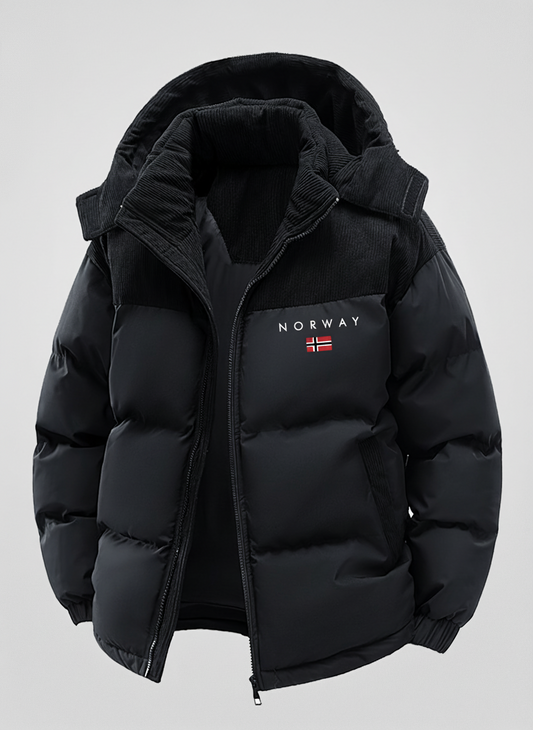 Norway Men Heavyweight Winter Coat - Thermal Insulated Hooded Jacket with Zipper Closure